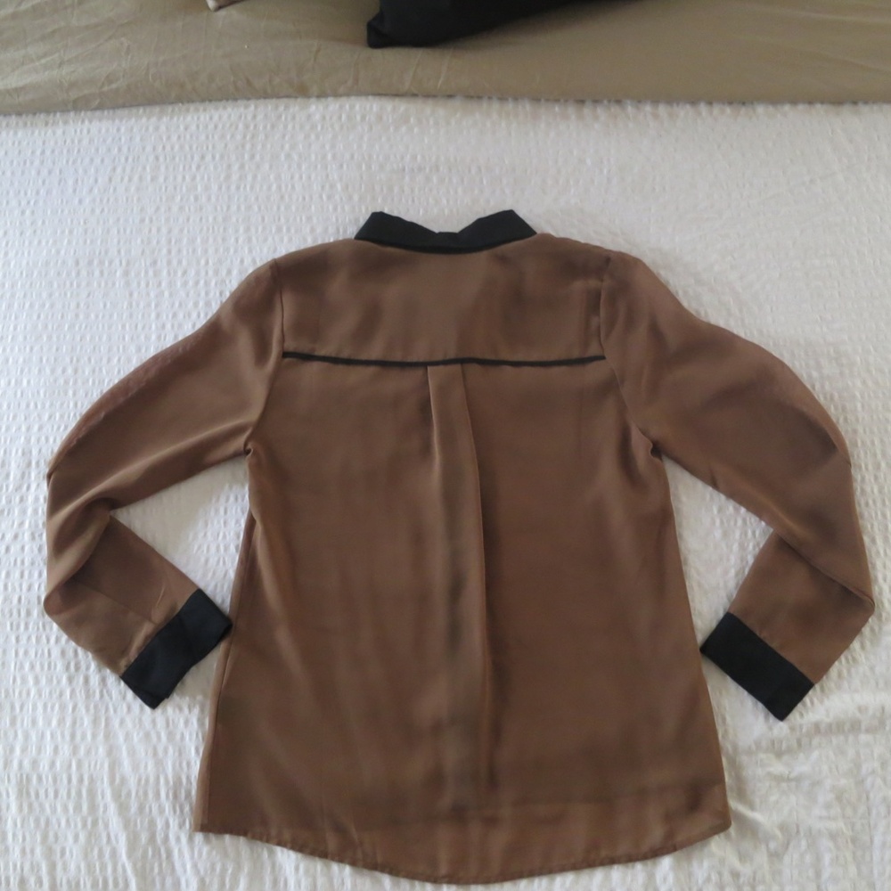 Mine Chiffon Sheer Color Block Button Down Blouse… - image 8